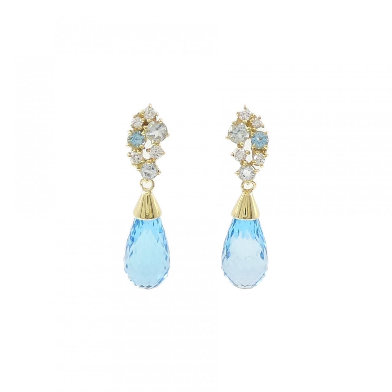 K18YG ブルートパーズ ピアス 10.58CT