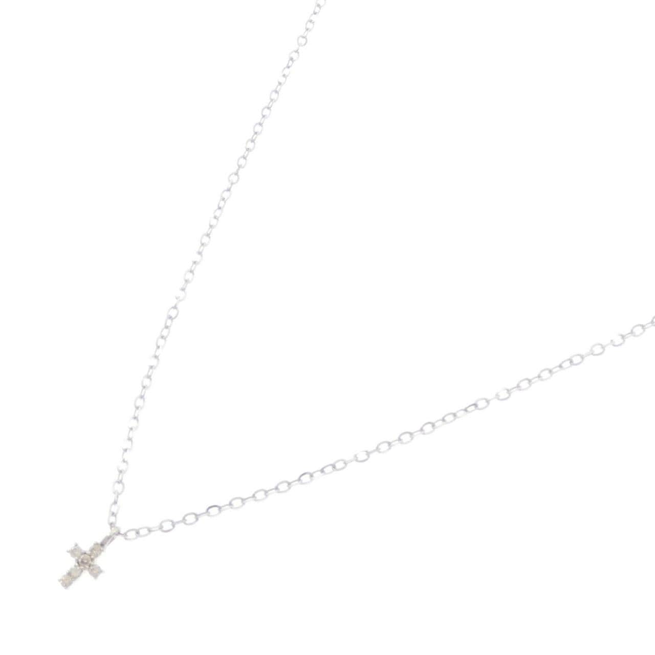 K18WG クロス ダイヤモンド ネックレス 0.05CT