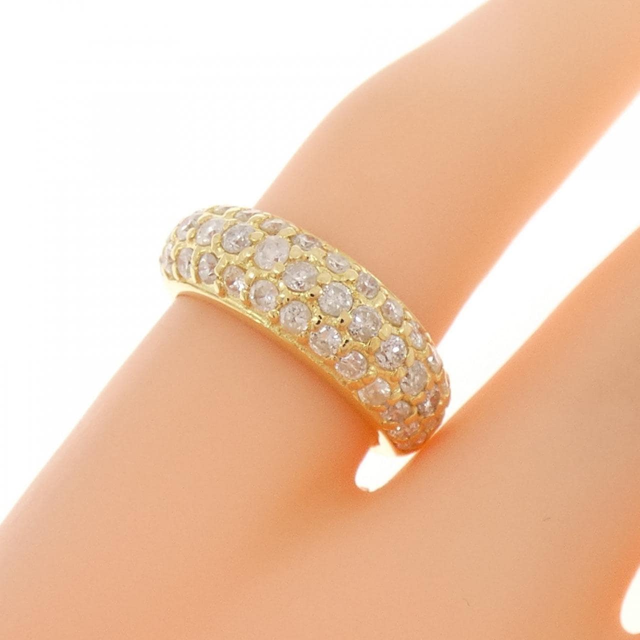 K18YG パヴェ ダイヤモンド ピンキーリング 1.00CT