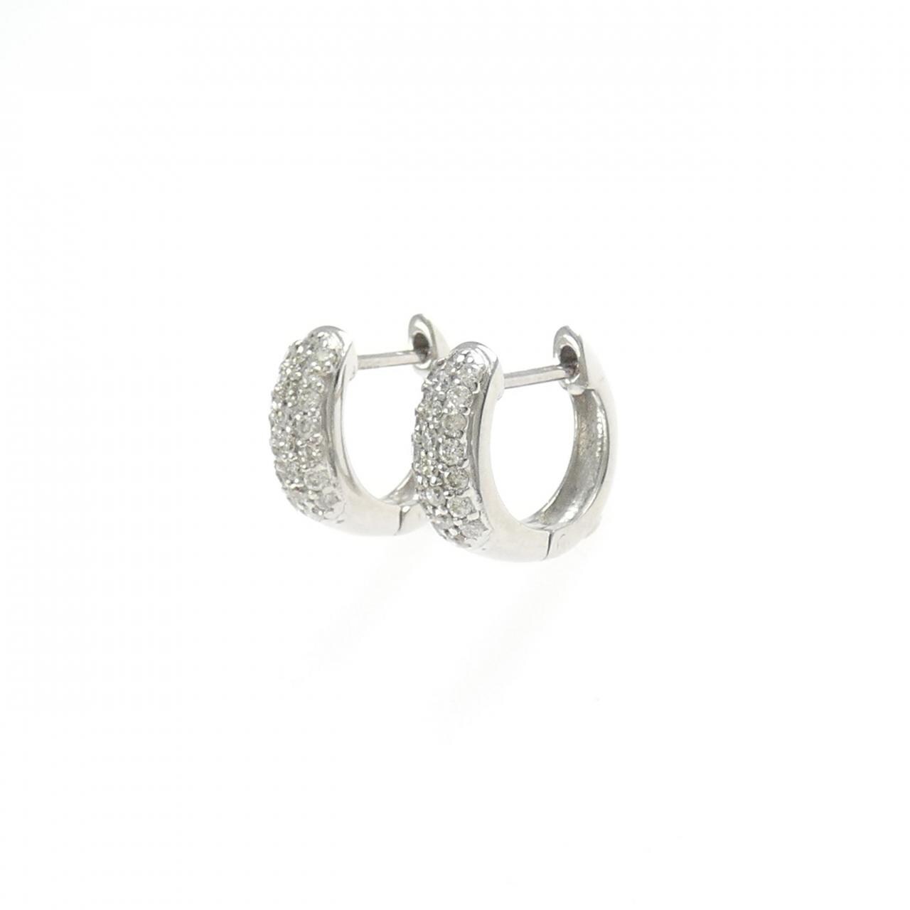 K18WG パヴェ ダイヤモンド フープ ピアス 0.30CT