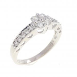 750WG フラワー ダイヤモンド リング 0.37CT