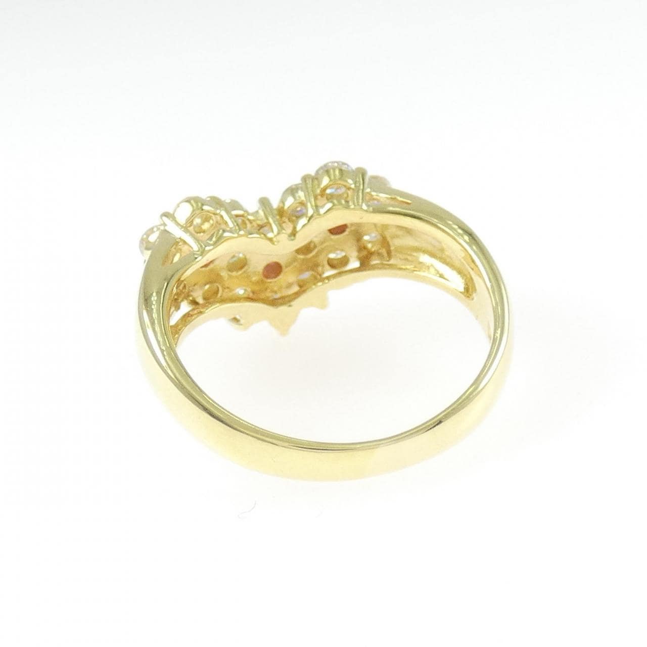 K18YG フラワー ルビー リング 0.18CT