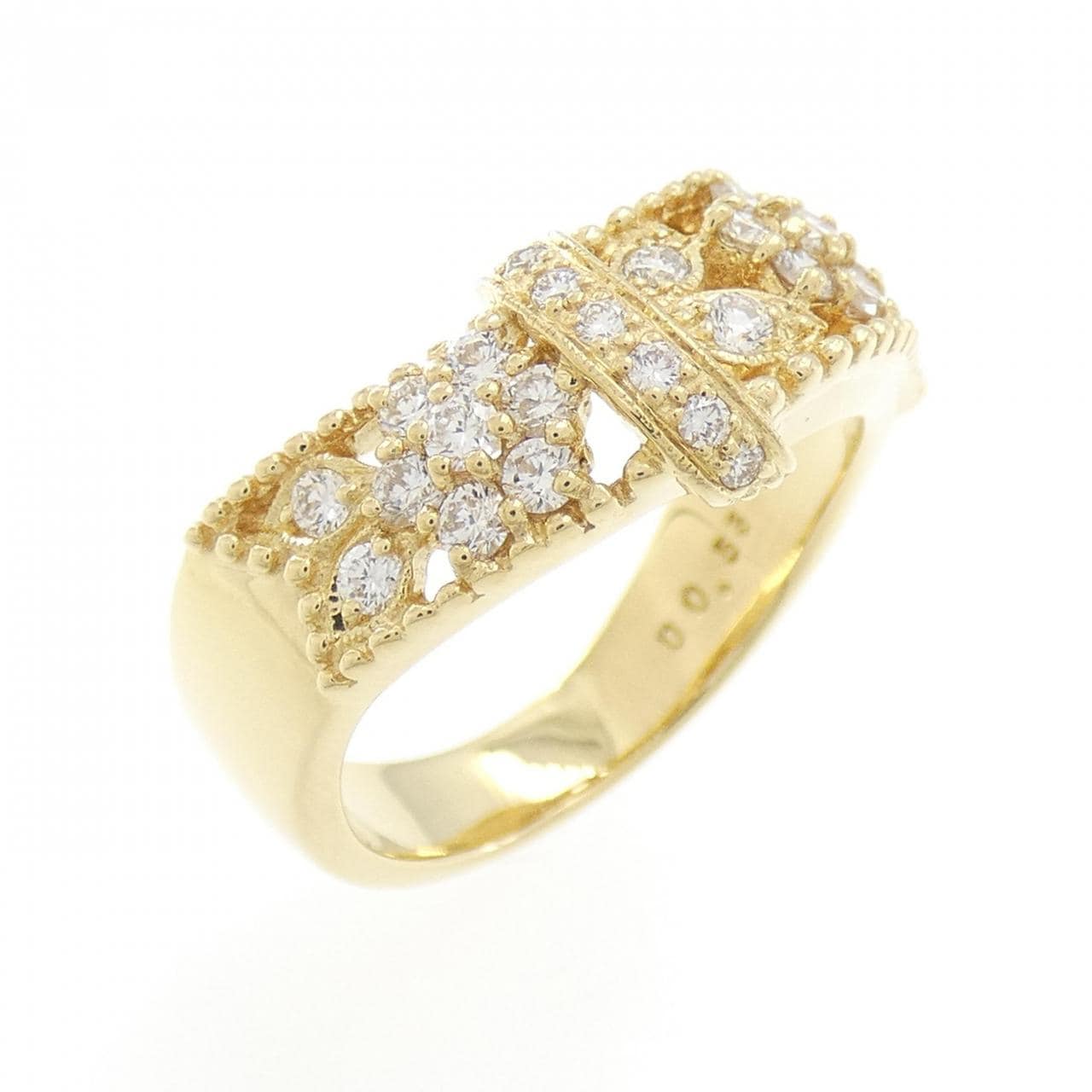 K18YG flower Diamond ring 0.53CT