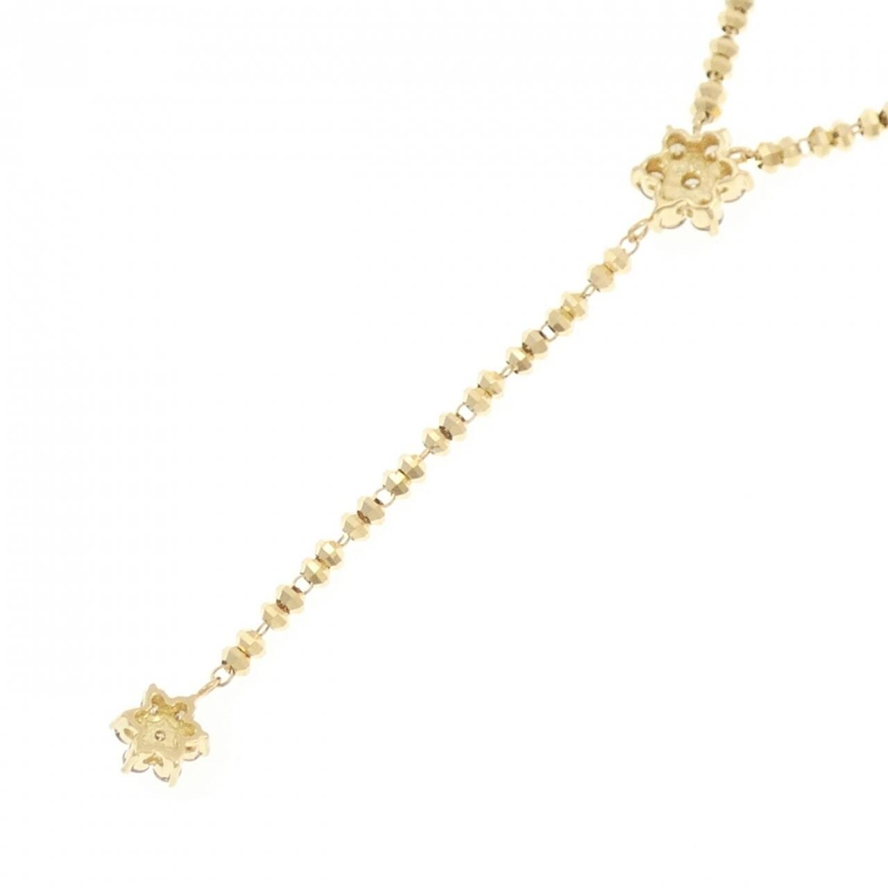K18YG フラワー ダイヤモンド ネックレス 0.30CT