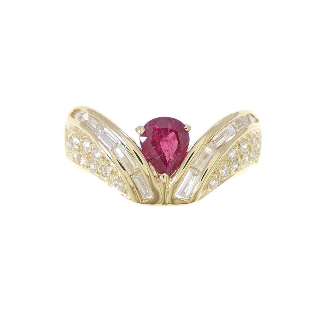 K18YG ルビー リング 0.55CT