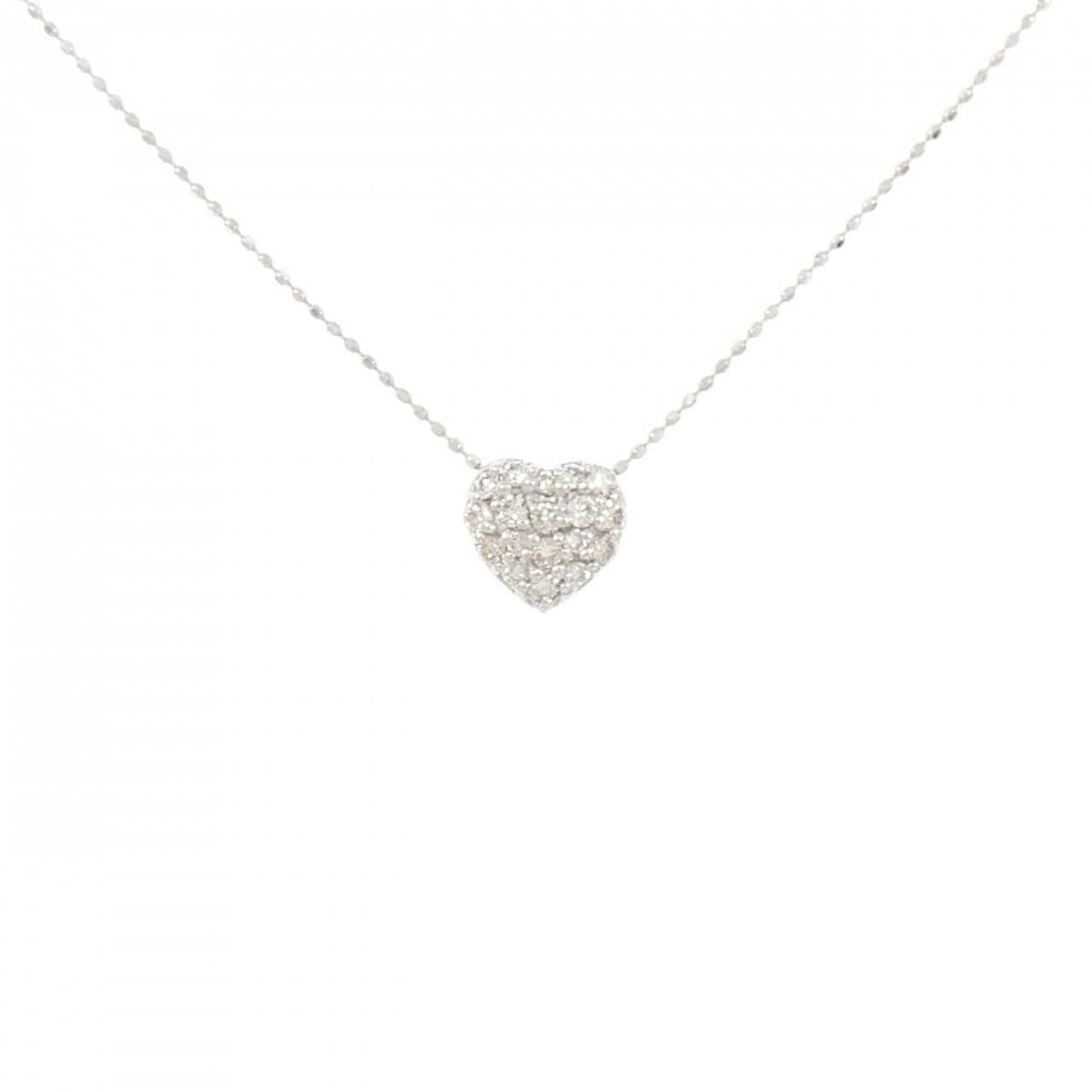K18WG パヴェ ハート ダイヤモンド ネックレス 0.30CT