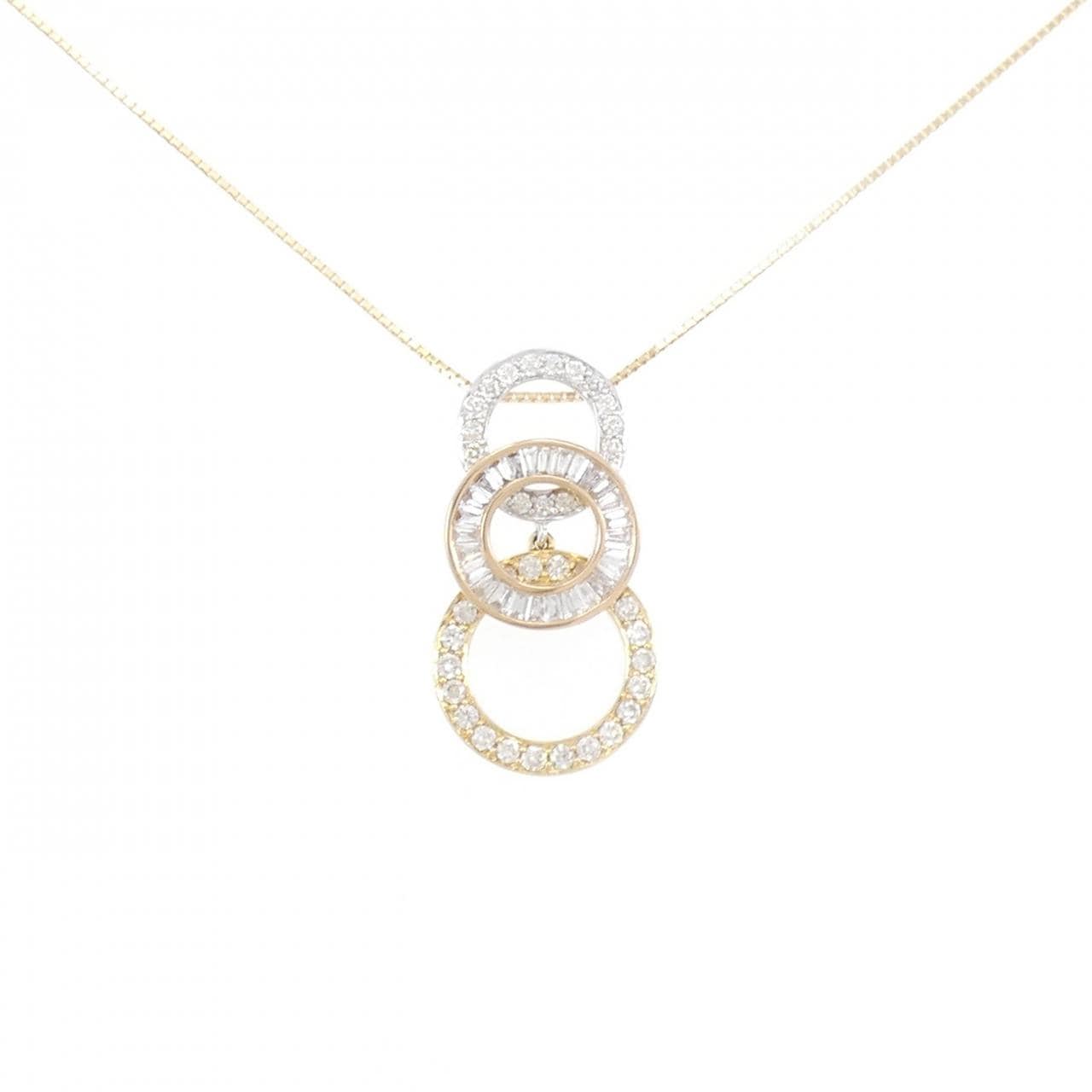 K18スリーカラー ダイヤモンド ネックレス 0.86CT