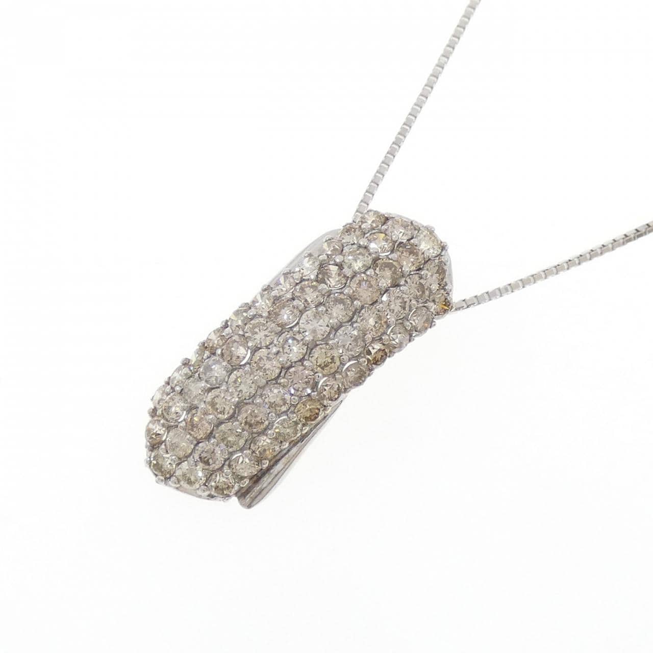 K18WG パヴェ ダイヤモンド ネックレス 1.60CT