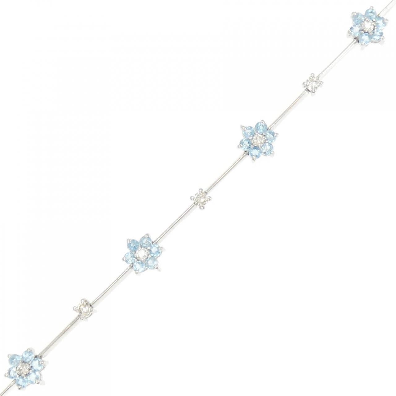 K18WG Flower Blue Topaz Bracelet 1.35CT