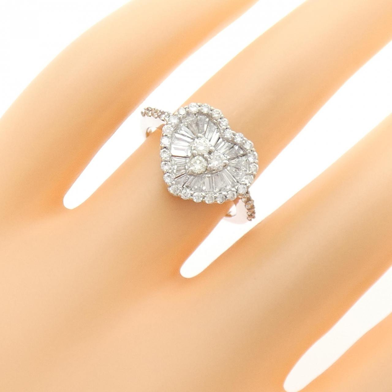 K18WG ハート ダイヤモンド リング 1.00CT