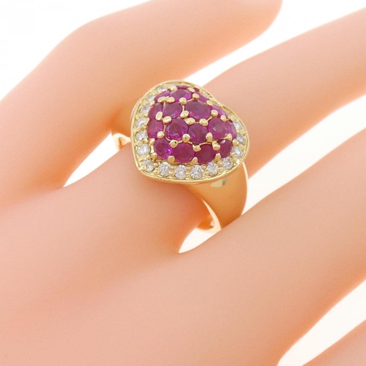 K18YG ハート ルビー リング 1.64CT