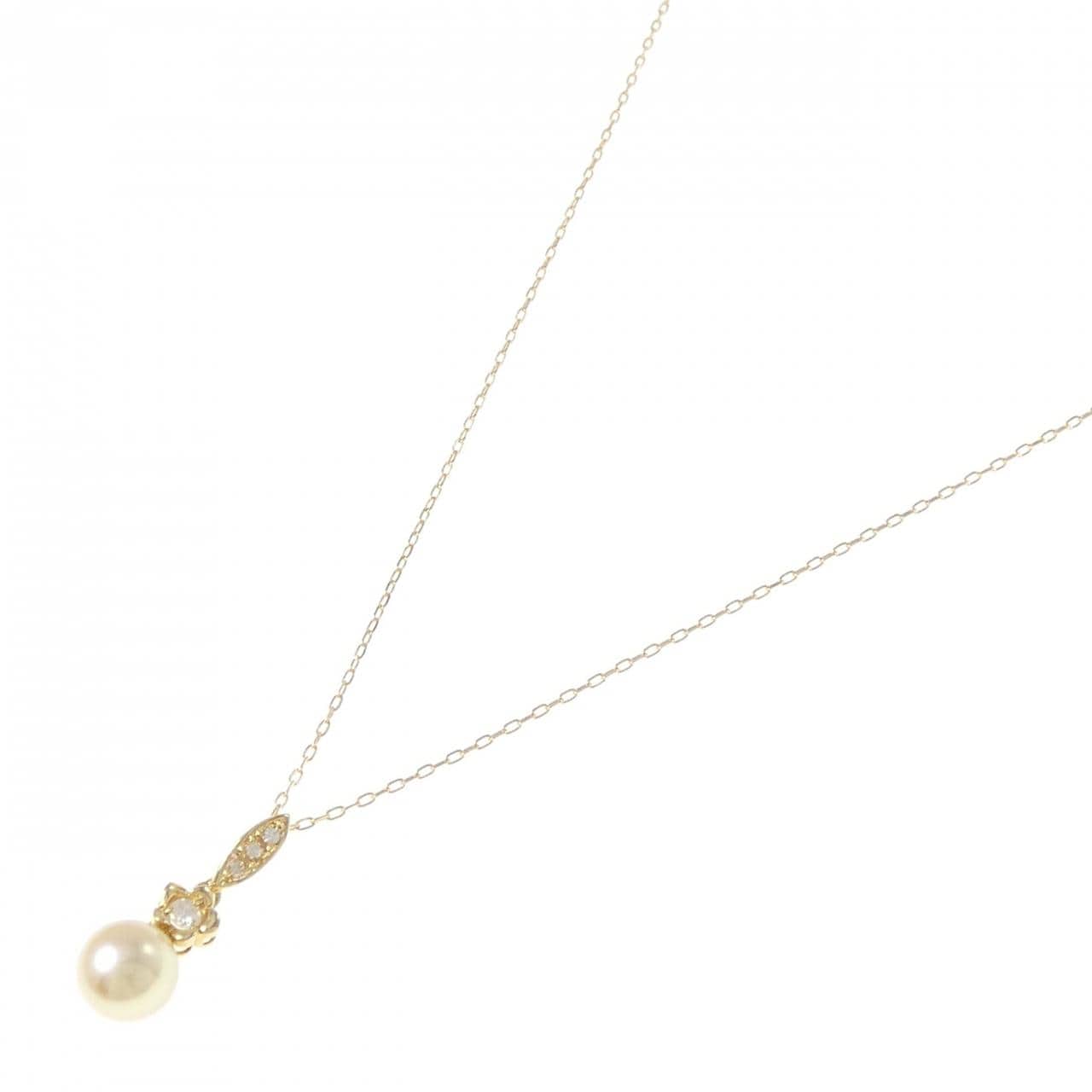 K18YG フラワー アコヤパール ネックレス 7.8mm