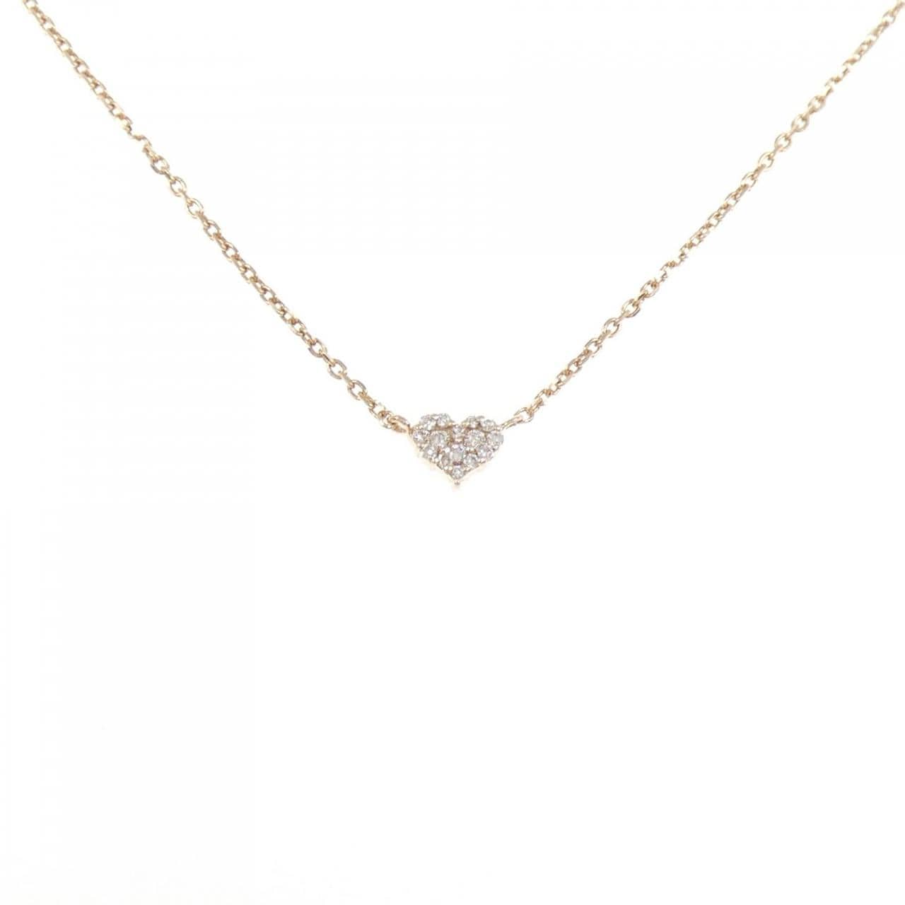 K10PG ハート ダイヤモンド ネックレス