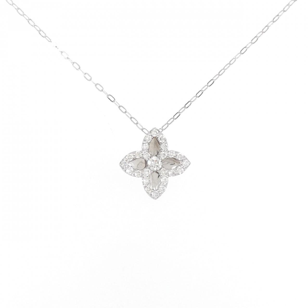K18WG flower Diamond necklace 0.25CT