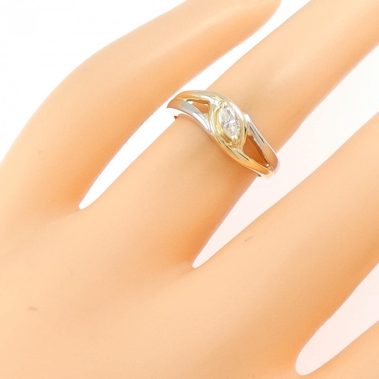 K18YG/PT900 ダイヤモンド リング 0.16CT