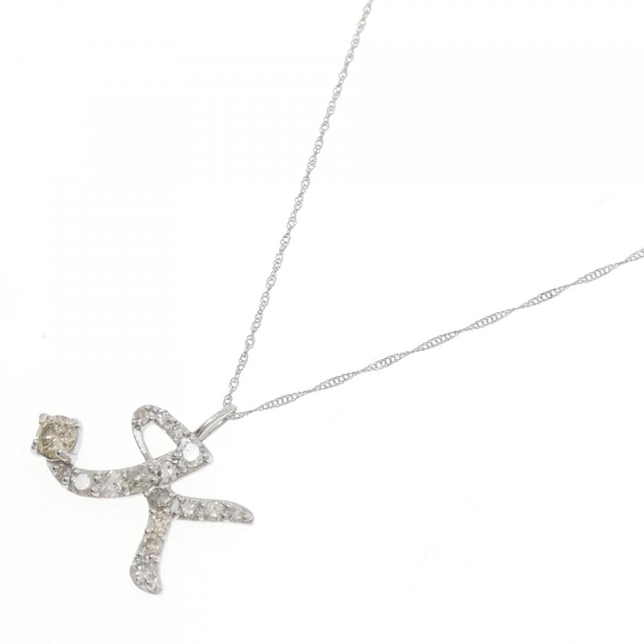 PT900/PT850 イニシャルK ダイヤモンド ネックレス 0.50CT