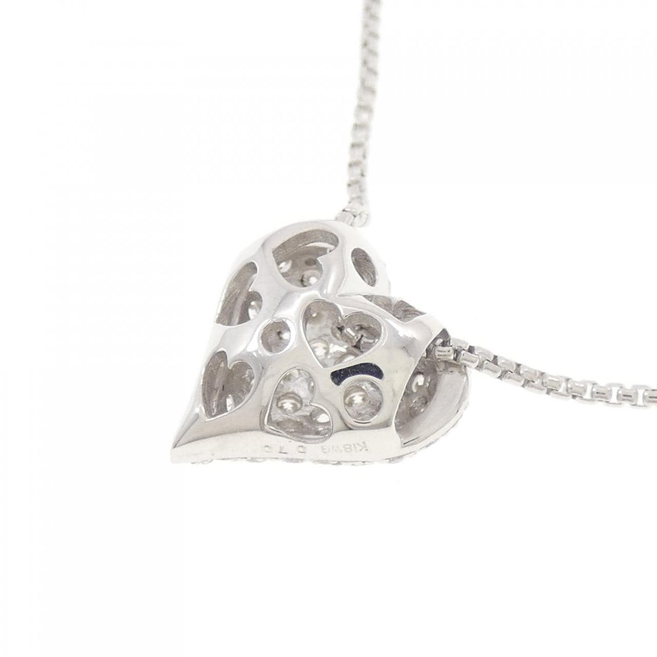 K18WG ハート パヴェ ダイヤモンド ネックレス 0.70CT