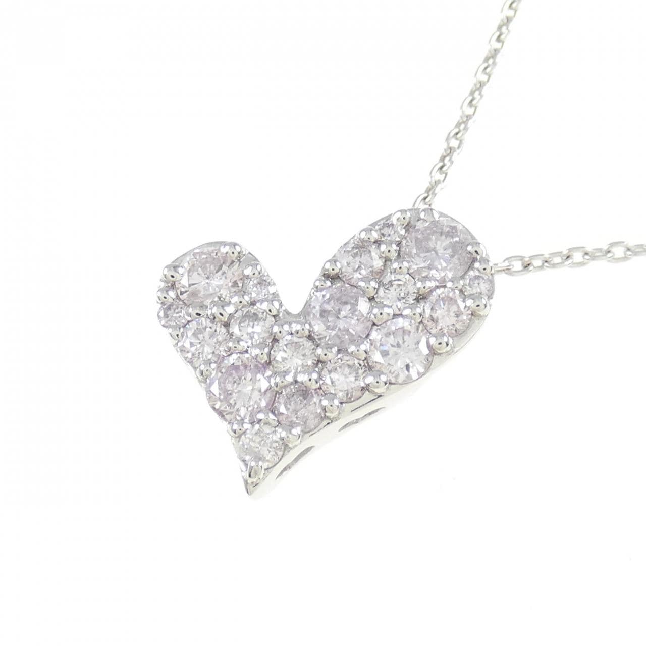 K18WG ハート ダイヤモンド ネックレス 1.00CT