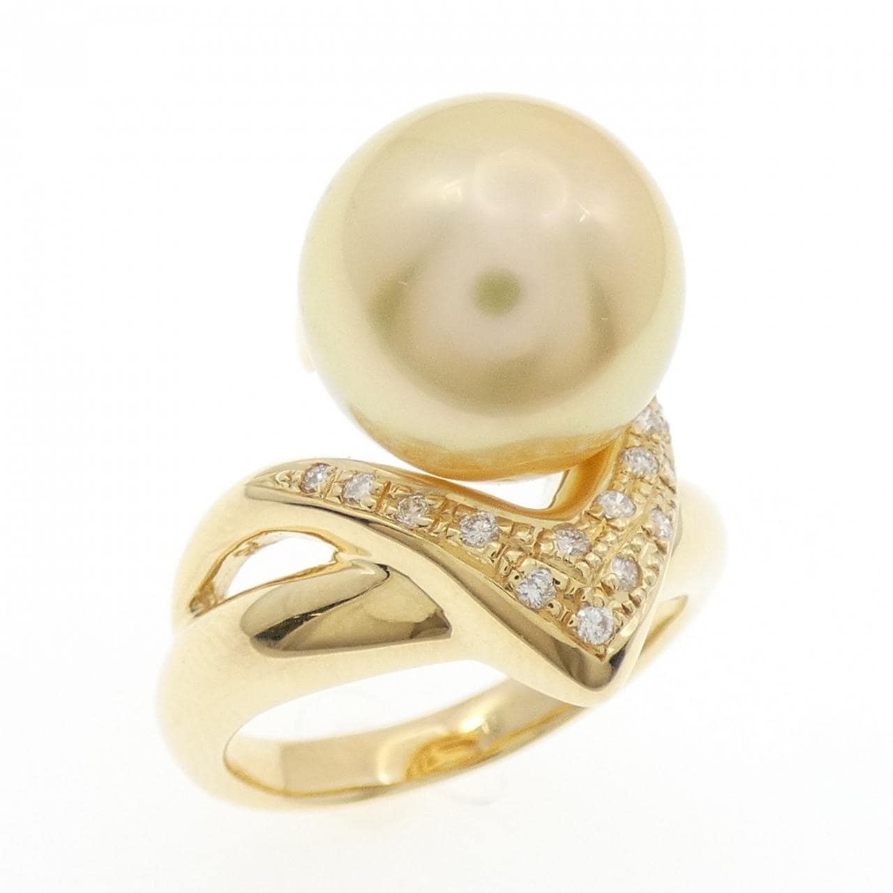 K18YG 白蝶パール リング 11.5mm