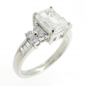 【リメイク】PT900 ダイヤモンド リング 1.500CT F SI2 エメラルドカット
