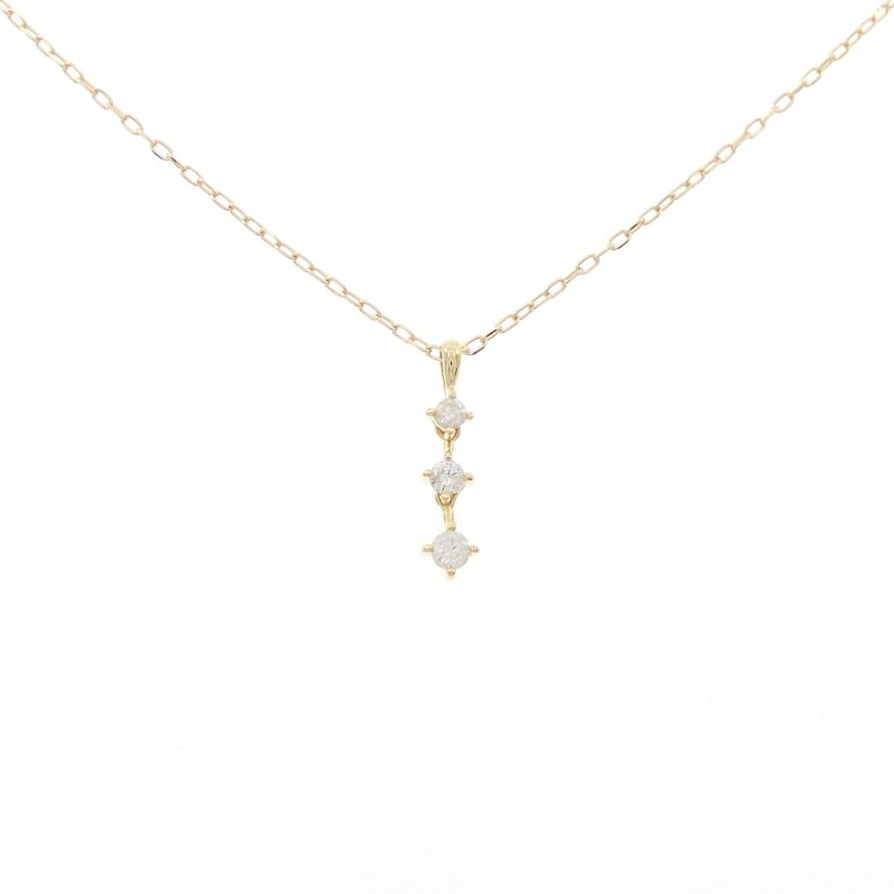 K18YG スリーストーン ダイヤモンド ネックレス 0.13CT