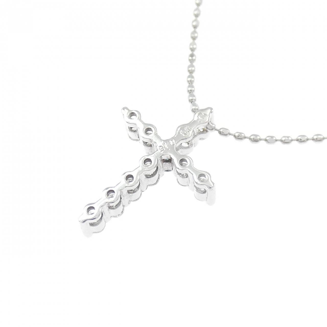 K18WG クロス ダイヤモンド ネックレス 0.15CT
