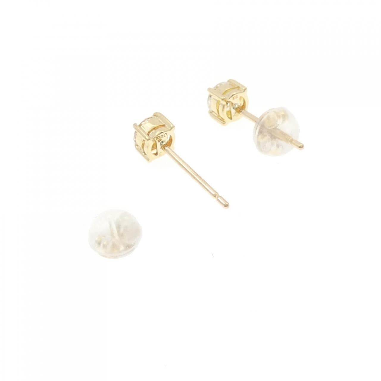 K18YG单钻鑽石耳環，0.471克拉