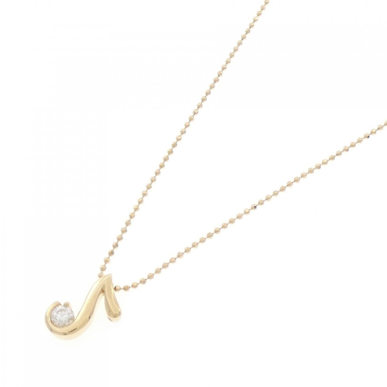 K18YG 音符 ダイヤモンド ネックレス 0.12CT