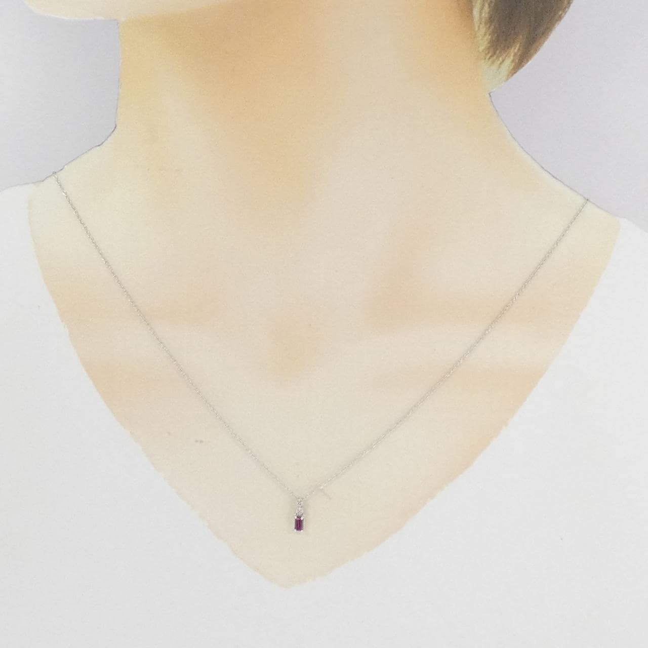 K18WG ルビー ネックレス 0.12CT