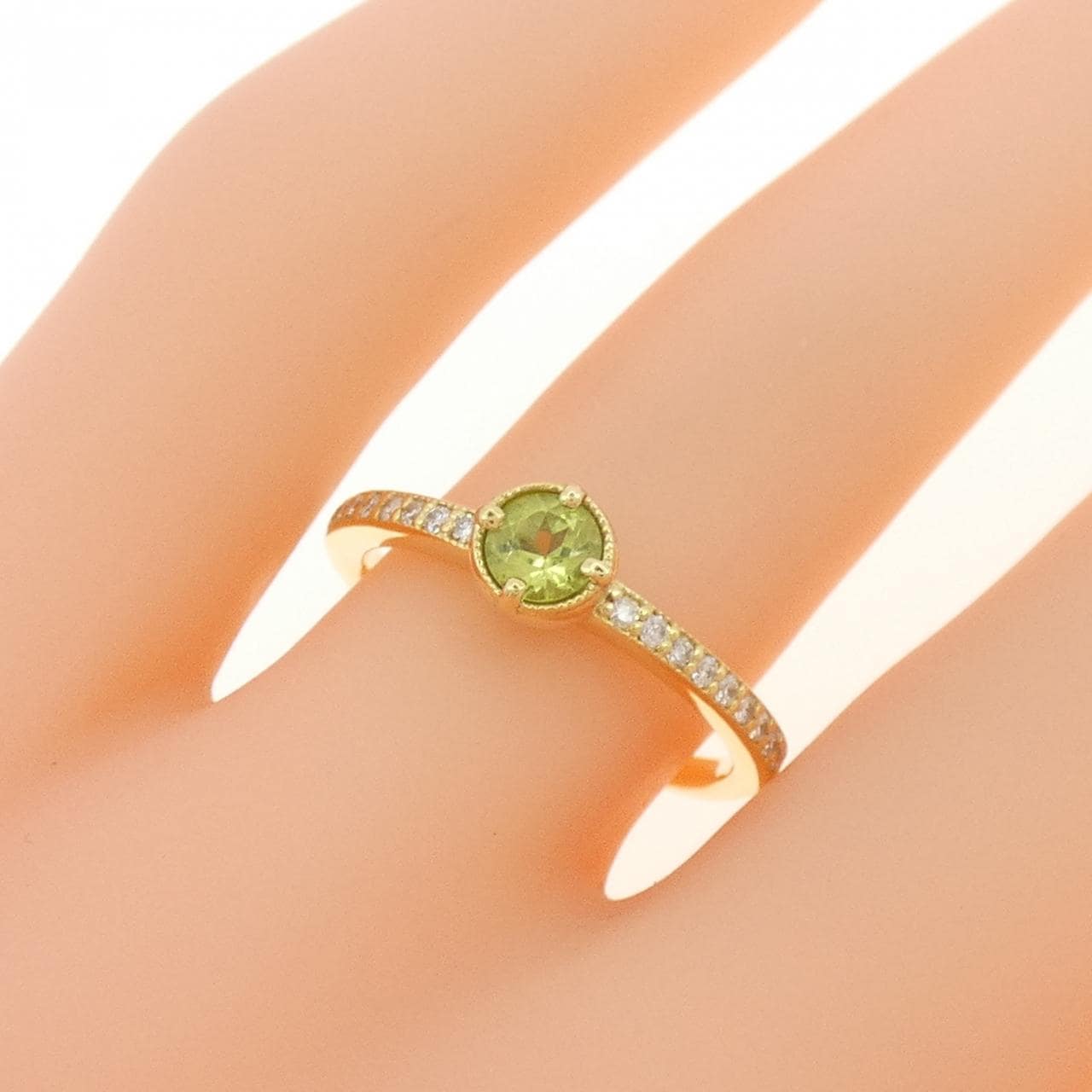 K18YG ペリドット リング 0.42CT