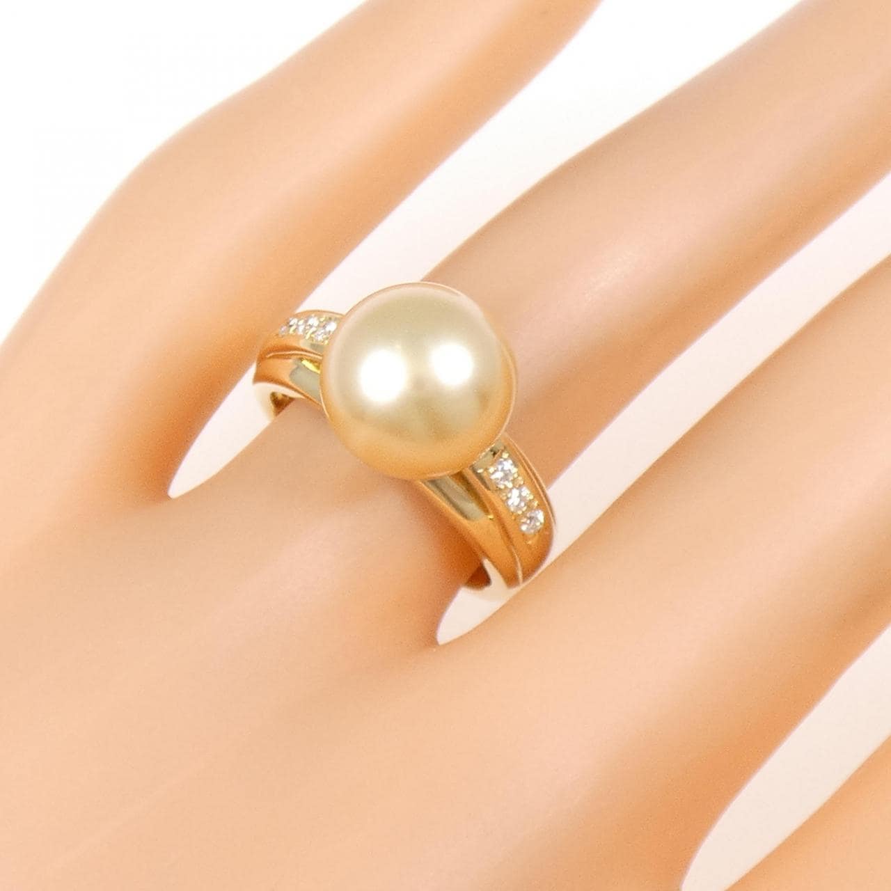 K18YG 白蝶パール リング 10.2mm