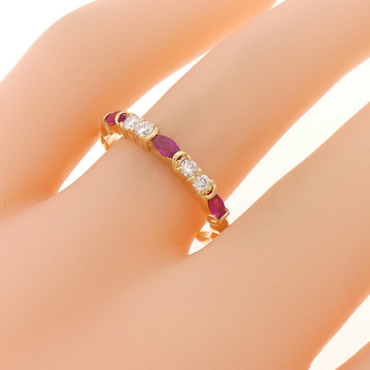 K18YG ルビー リング 0.23CT