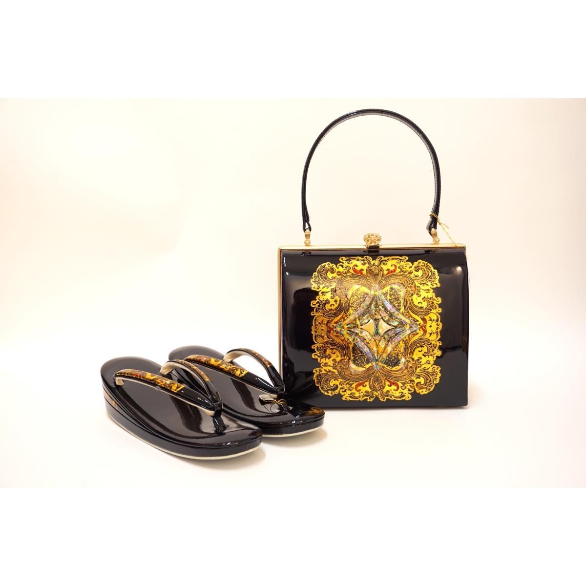 [Unused items] Sandals and bag set Kinwashi with mother-of-pearl