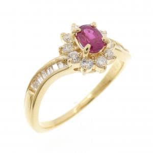 K18YG ルビー リング 0.35CT