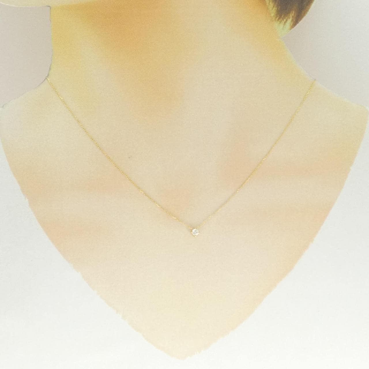 K18YG ソリティア ダイヤモンド ネックレス 0.10CT