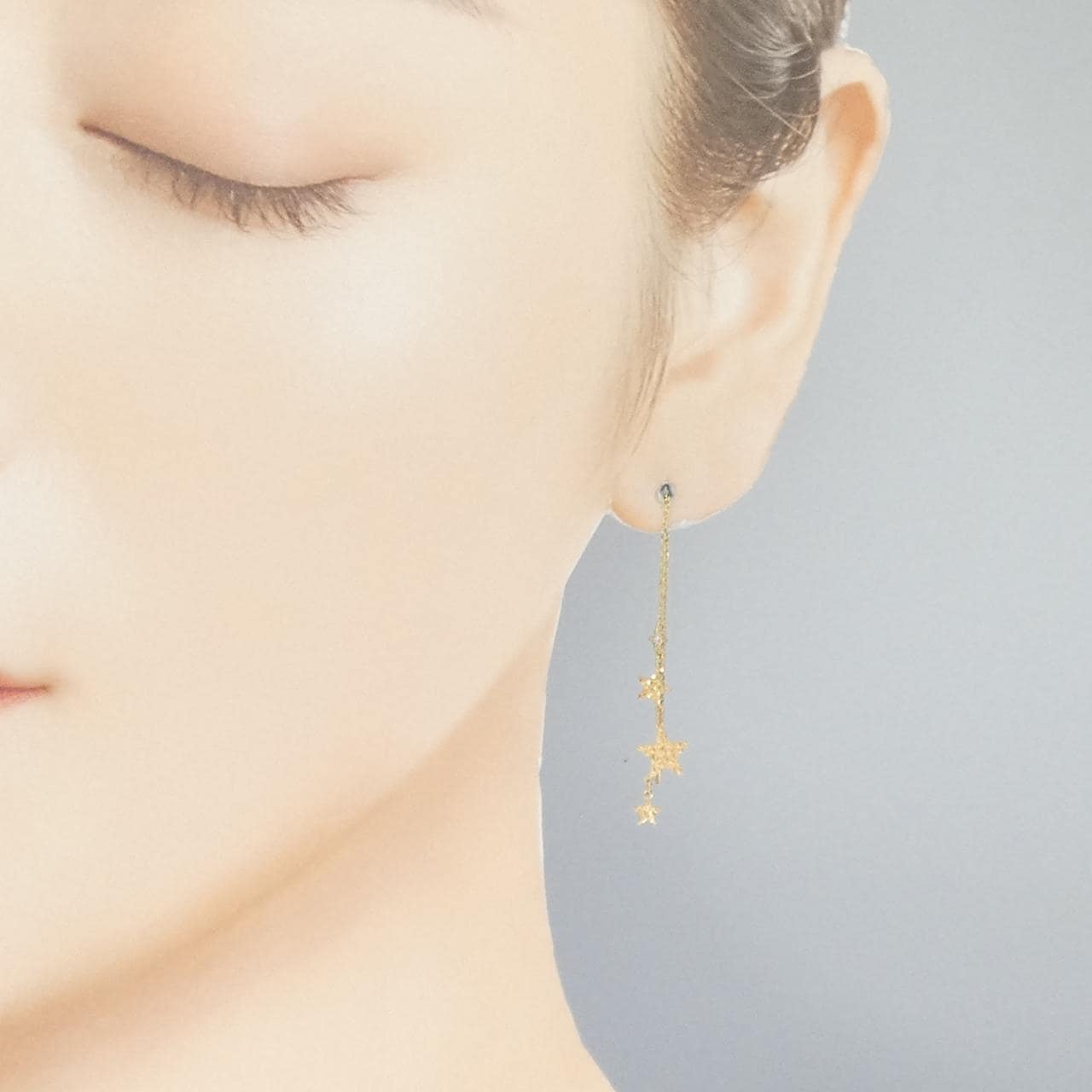 K18YG スター ダイヤモンド ピアス 0.04CT