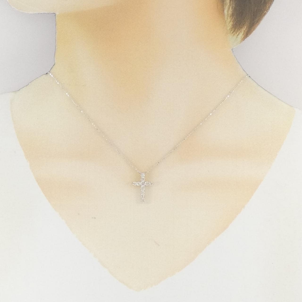 K18WG/750WG クロス ダイヤモンド ネックレス 0.50CT