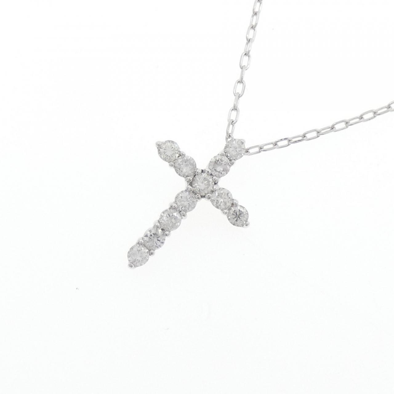 K18WG クロス ダイヤモンド ネックレス 0.30CT
