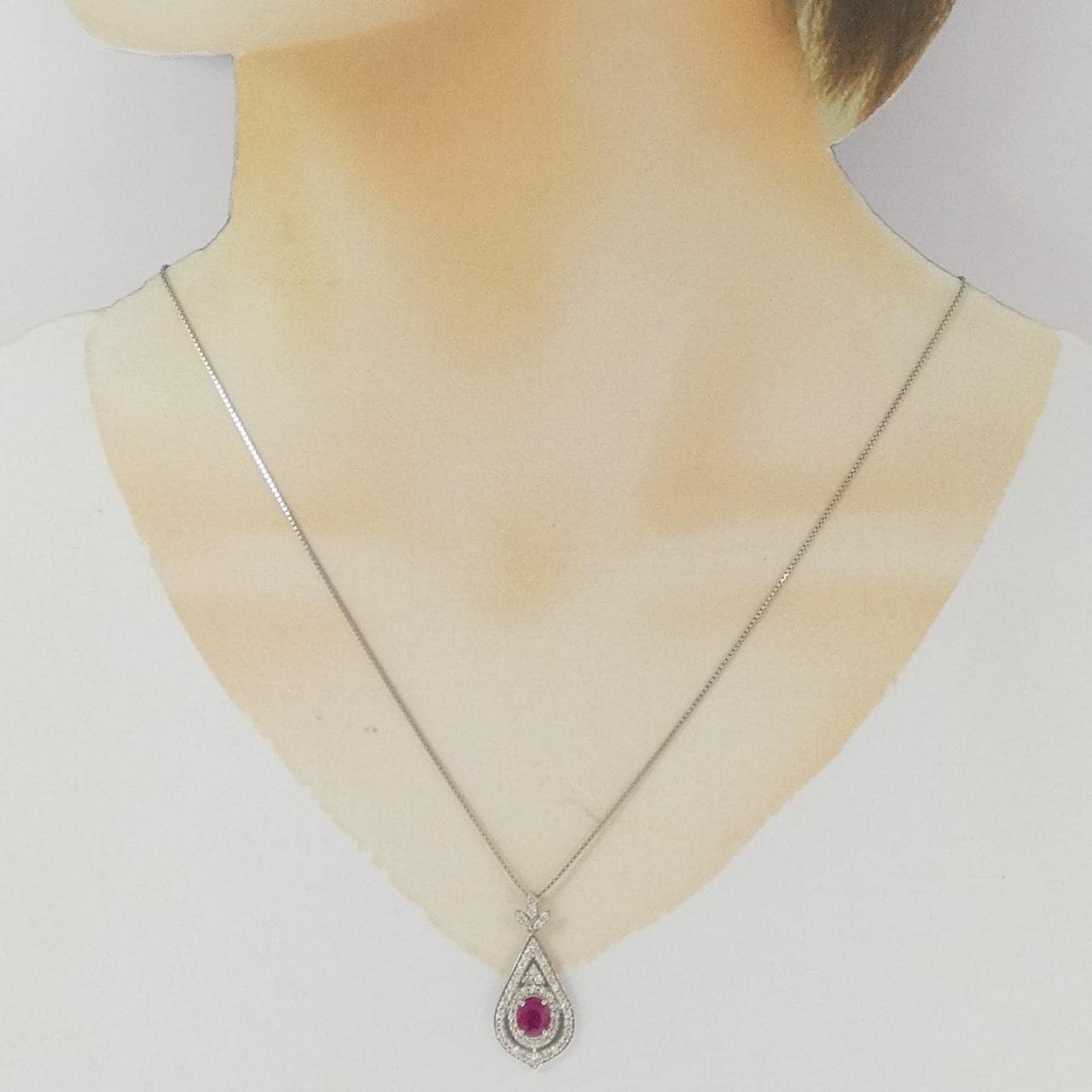 PT900/PT850 ルビー ネックレス 1.02CT