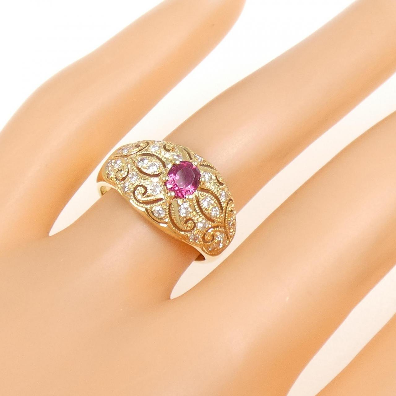 K18YG ルビー リング 0.46CT