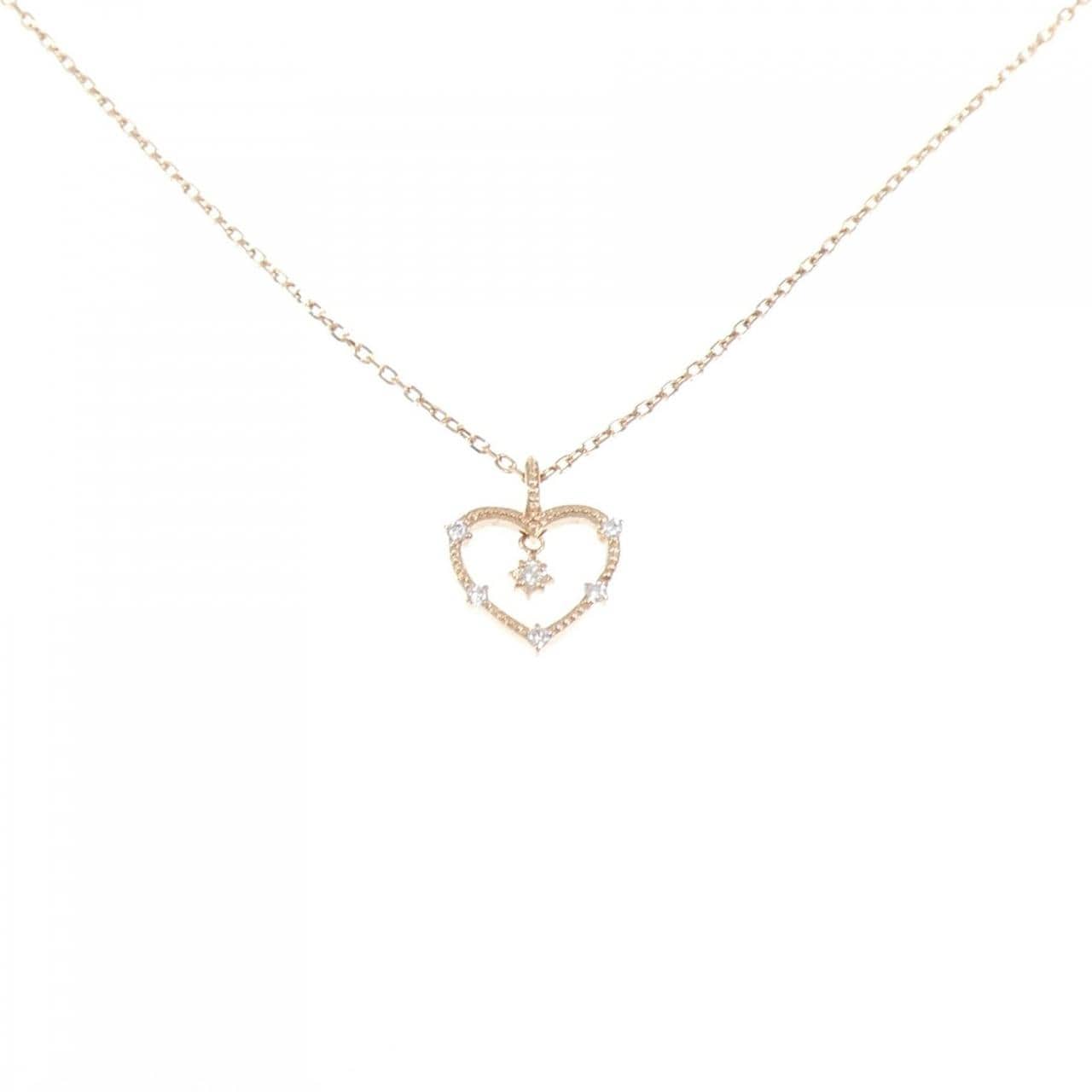 K10PG ハート ダイヤモンド ネックレス 0.04CT