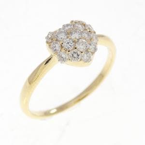 K18YG ハート パヴェ ダイヤモンド リング 0.27CT