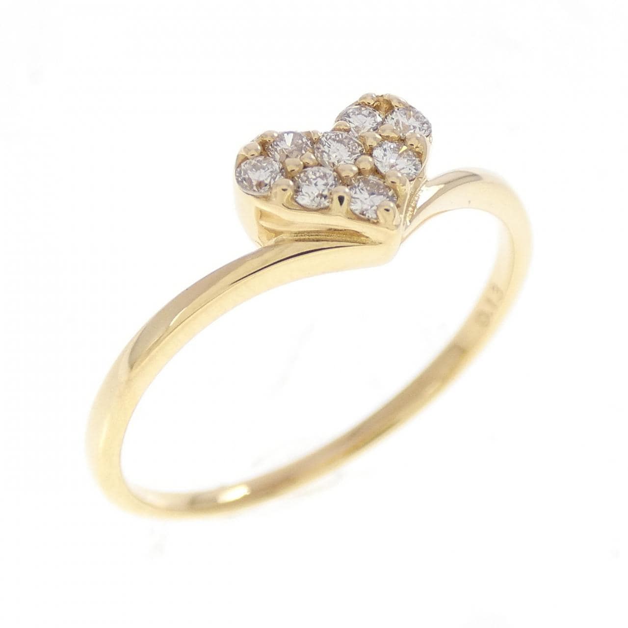 K18YG ハート ダイヤモンド リング 0.13CT