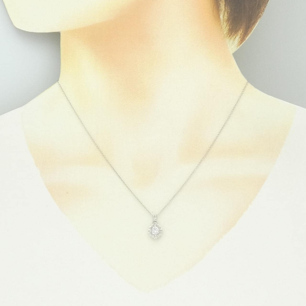 K18WG ダイヤモンド ネックレス 0.19CT