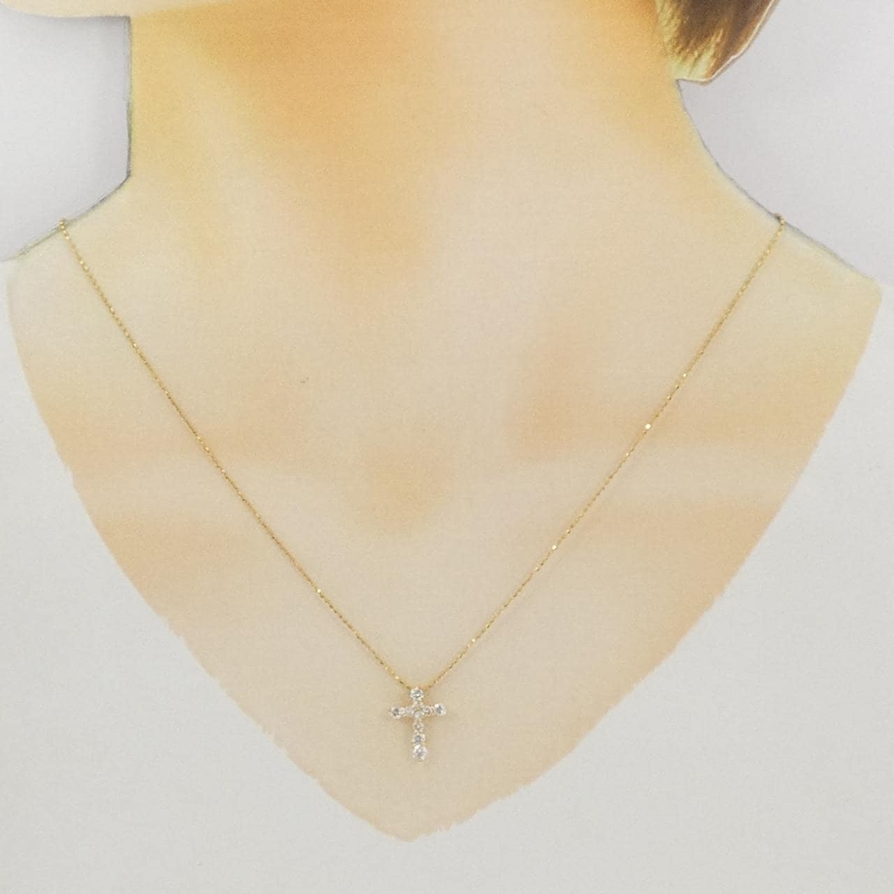 K18YG クロス ダイヤモンド ネックレス 0.5CT