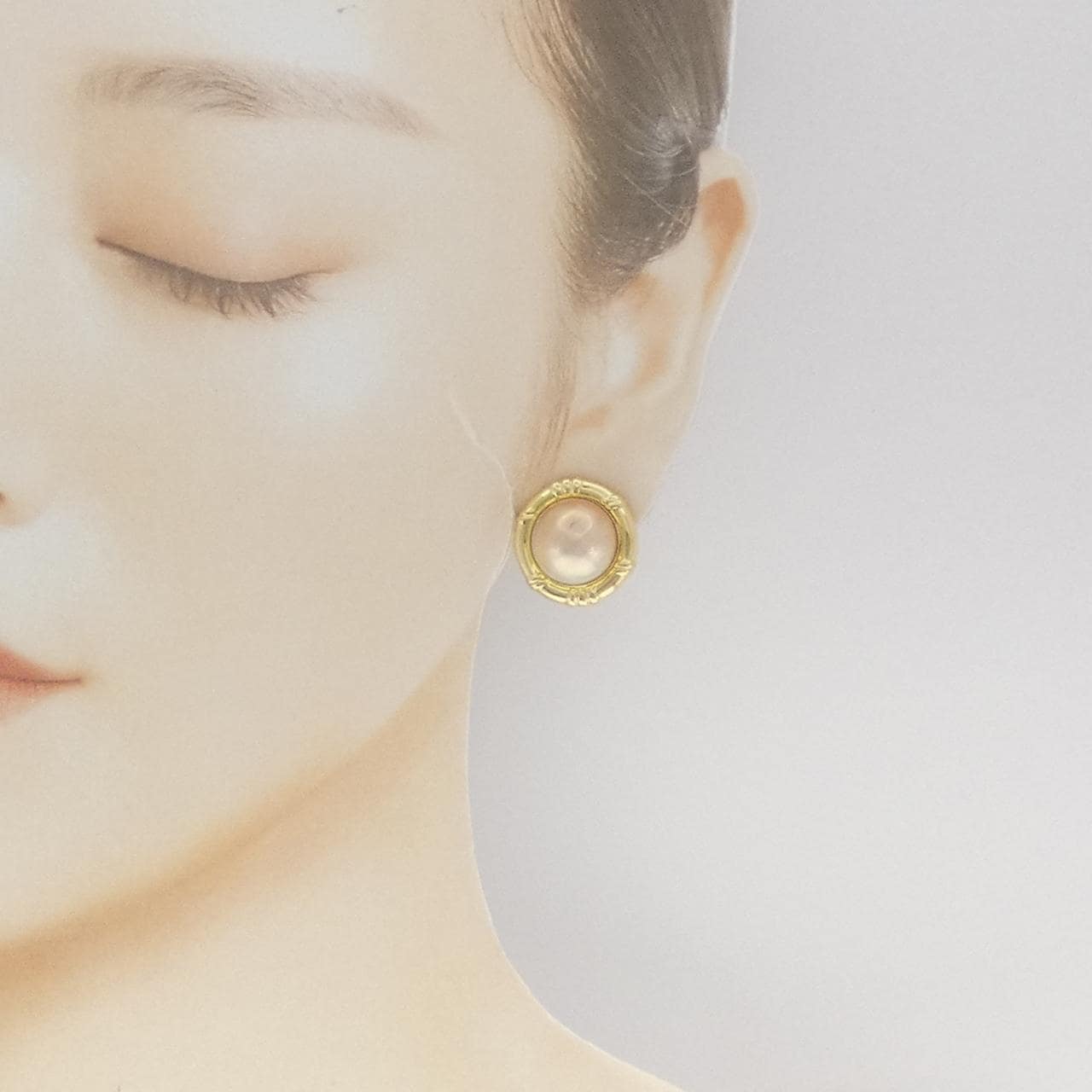 K18YG Mabe pearl earrings