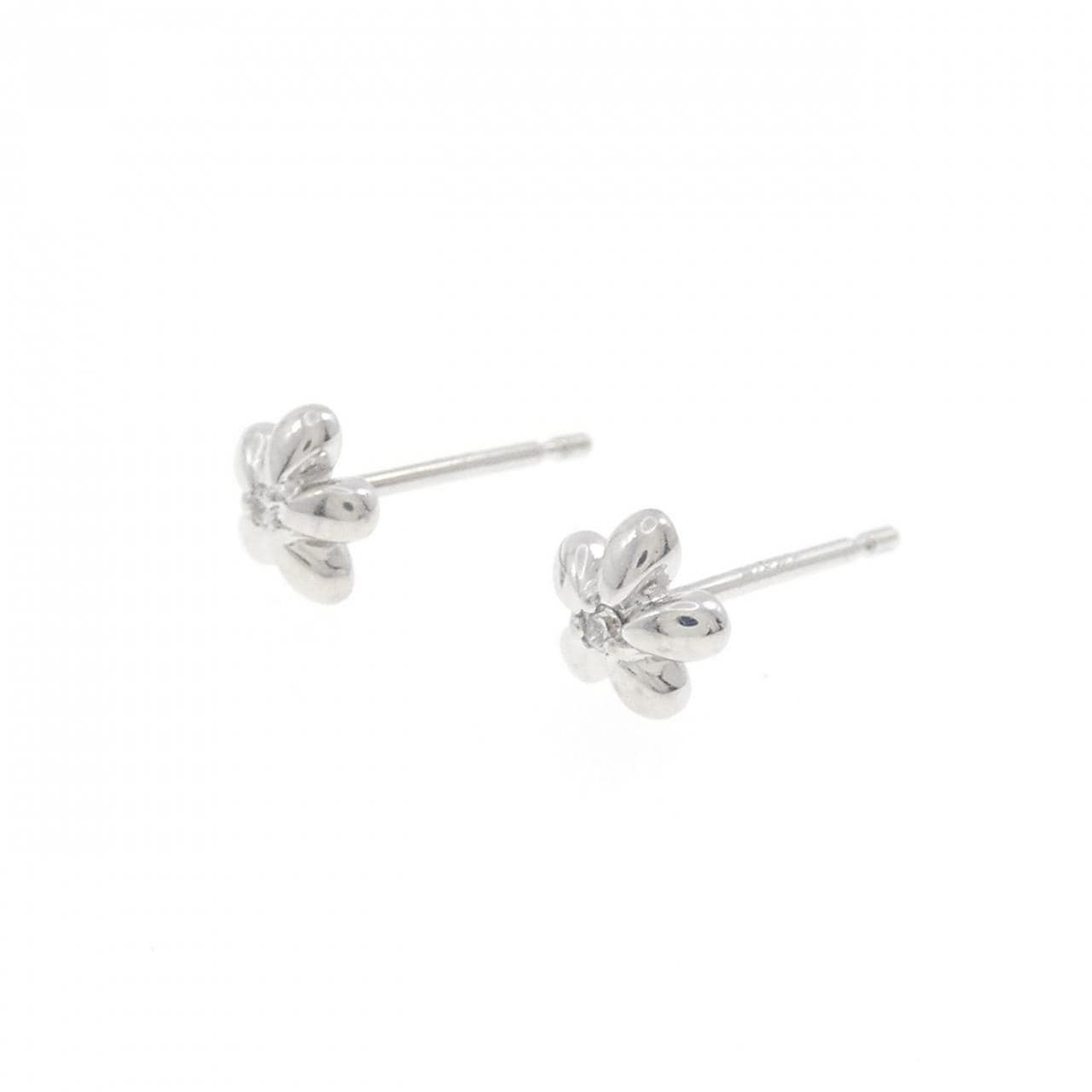 K18WG Flower Diamond Earrings 0.02CT