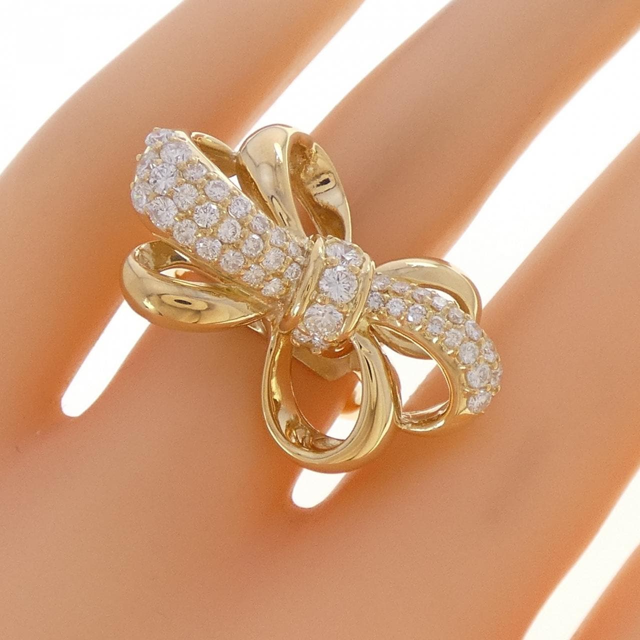 K18YG リボン ダイヤモンド リング 1.04CT