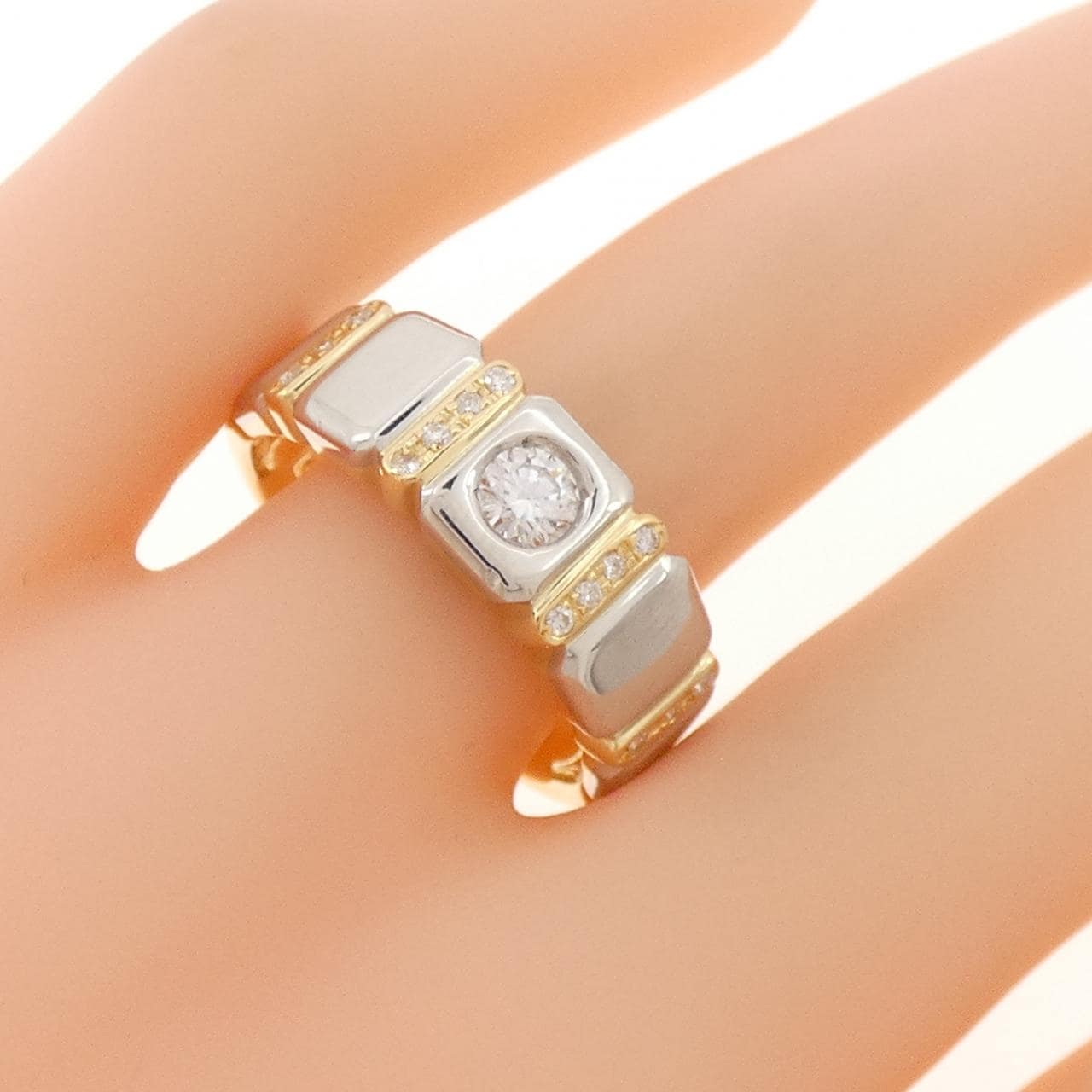 K18YG/PT Diamond ring 0.27CT