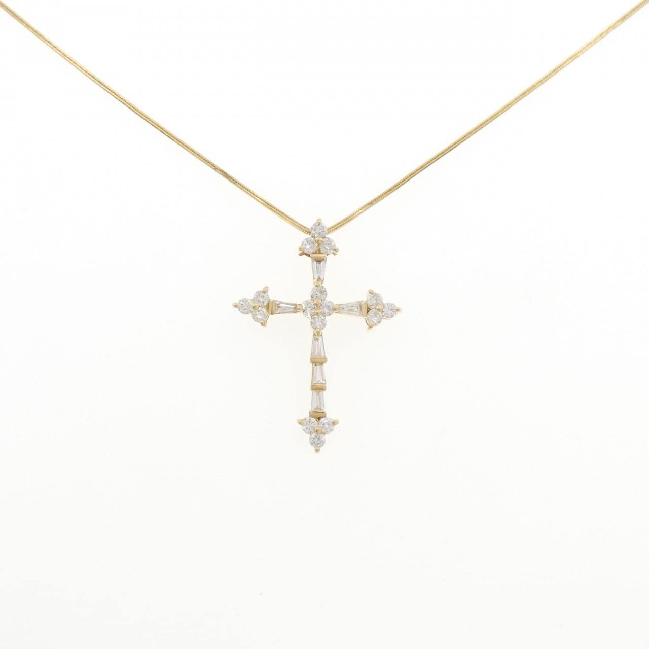 K18YG/750YG クロス ダイヤモンド ネックレス 1.00CT